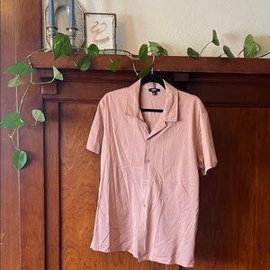 Casual Men's Short Sleeve Shirt in Light Mauve Pink